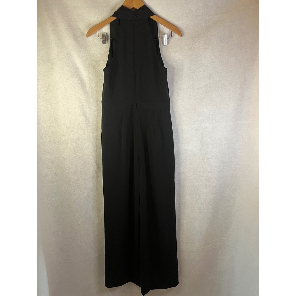 Lauren Ralph Lauren black sleeveless jumpsuit Sz 2 deep v-neckline flowing pants - Picture 5 of 8